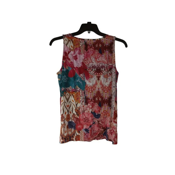 Chico's Womens Top Red Floral All Over Print Stretch Pullover Blouse Size L - Picture 2 of 12